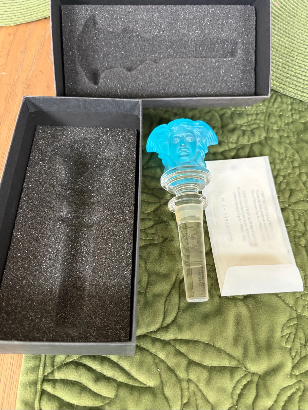 Versace Rosenthal Medusa Bottle Stopper Frosted Blue